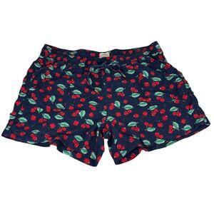 St. John's Bay Cherry Print Shorts XL linen blend pockets pull-on elastic preppy